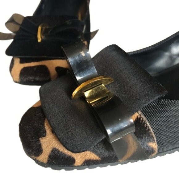 Vintage Y2K Di Sandro Bologna bow animal print kitten heel shoes - Picture 4 of 15